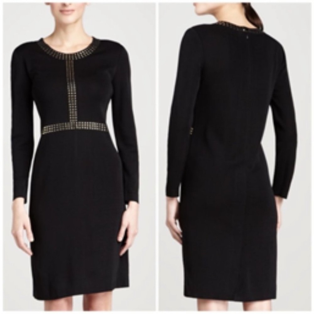 Exclusively Misook Black Studded Long sleeve Dress Size XL